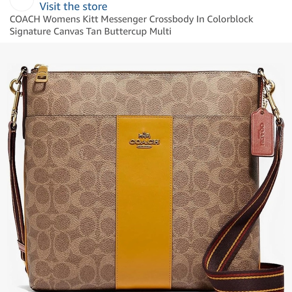 COACH Womens Kitt Messenger Crossbody In Colorblock Signature Tan & Mustard